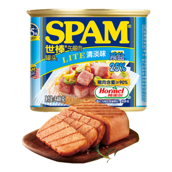 世棒（SPAM）午餐肉罐头清淡口味340g 开罐即食早餐火锅烧烤麻辣香锅食材