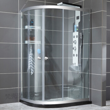 浴室隔断玻璃门淋浴隔断一字型淋浴房隔断一字型太空铝淋浴房浴室弧