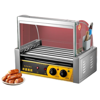 QKEJ 商用烤肠机小型摆摊烤香肠机家里用全自动台式烤火腿肠机小型热狗机  5管无门