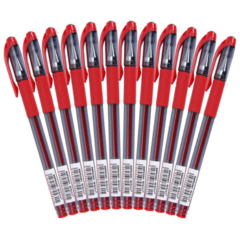 晨光全针管中性笔AGP63201 红色笔芯0.38mm 黑水晶系列签字笔 拔盖签字笔  12支装