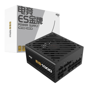 爱国者（aigo）电竞ES1000W ATX3.0金牌全模组 黑色 台式机电脑主机电源（80PLUS金牌/原生PCIE5.0/大单路/4090）
