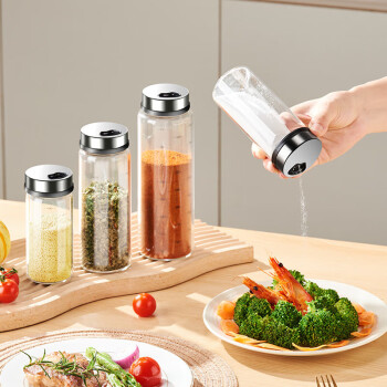 天喜（TIANXI）盐罐调料瓶家用厨房密封罐烧烤撒料瓶调味罐双层盖300ml