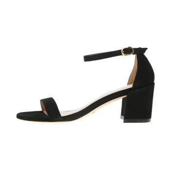 STUART WEITZMAN礼物SW女士SIMPLE系列简约粗跟高跟一字带凉鞋 黑色37