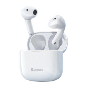 倍思E3 真无线蓝牙耳机 佩戴舒适半入耳蓝牙5.3 音乐运动耳机低延迟适用苹果华为小米oppo手机 白色