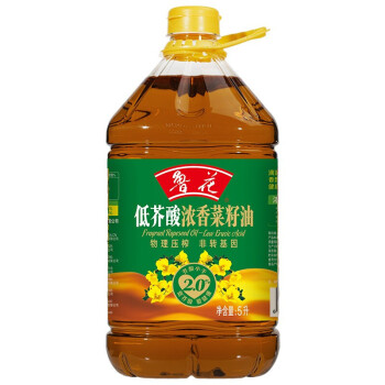 鲁花低芥酸浓香菜籽油 物理压榨食用油 浓香菜籽5l/瓶 