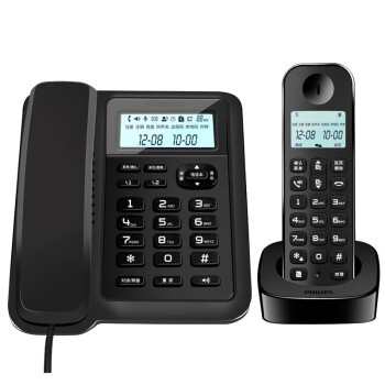飞利浦（PHILIPS）办公家用数字无绳电话子母机 信号覆盖广 屏幕白色背光 DCTG167数字子母机-一拖一黑色