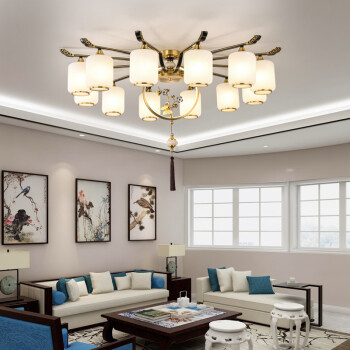 普蒂凯斯 新中式全铜吸顶灯现代别墅简约客厅灯中国风个性禅意卧室