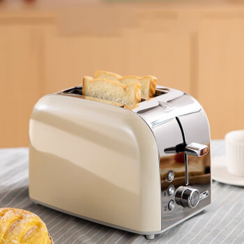 思迪乐三明治面包机家用小型懒人轻食机多功能四合一压烤面包机神器 米黄色 YK-625