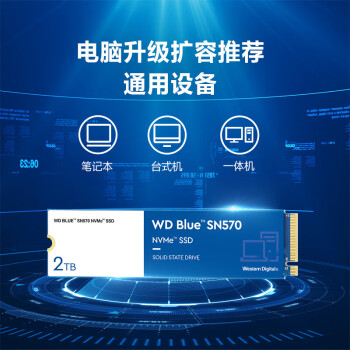 西部数据2T SSD固态硬盘 M.2接口（NVMe协议） WD Blue SN570 四通道PCIe 高速 WDS200T3B0C