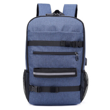 weikani运动户外背包滑板双肩包旅行双肩包带USB充电学生包（蓝色）