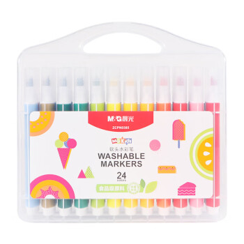 晨光文具(M&G)24色三角杆水彩笔 水笔 KIDS食品级软头水彩笔套装可水洗 ZCPN0385