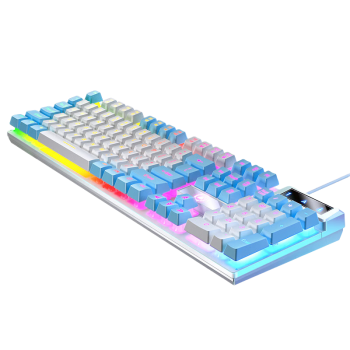 银雕(YINDIAO) K500键盘彩包升级版 机械手感 游戏背光电竞办公 USB外接 全尺寸 白蓝双拼混光有线键盘
