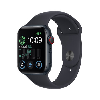 Apple Watch SE 2022款智能手表 GPS + 蜂窝款 44 毫米 午夜色铝金属表壳 午夜色运动型表带 MNQ03CH/A