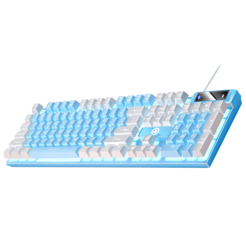 银雕(YINDIAO) K500键盘彩包升级版 机械手感 游戏背光电竞办公USB外接 全尺寸 蓝白双拼白光有线键盘
