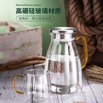 麦赫比耐高温高档玻璃水杯水具家庭家用凉水壶大容量套装 