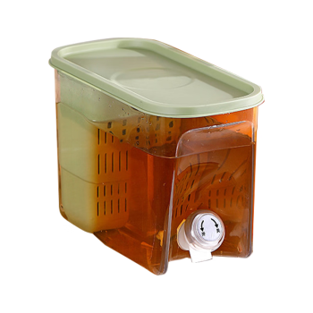 山點水冰箱冷水壶带龙头凉水壶家用大容量冷泡壶水果茶果汁饮料桶 绿色