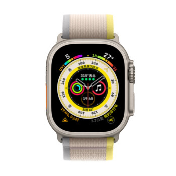 Apple/苹果 Watch Ultra 智能手表GPS+蜂窝款 49毫米钛金属表壳黄配米色野径回环式表带S/M MNHR3CH/A