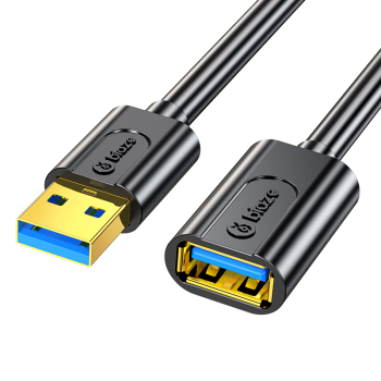 毕亚兹 USB3.0延长数据线公对母 2米 高速传输数据连接线 电脑U盘鼠标键盘打印机充电器加长线 黑XL18