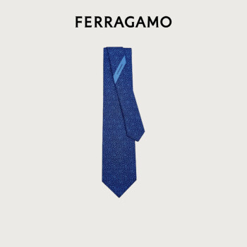 菲拉格慕（Ferragamo）男士蓝色圆形印花桑蚕丝领带 0768141 礼物送男友