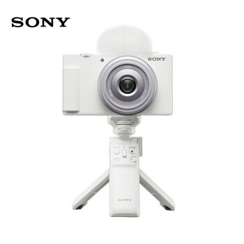 索尼（SONY）ZV-1F Vlog相机 广角大光圈 三级美肤 面部对焦 白色 含手柄套装（含128G卡+备电+包+三脚架等）