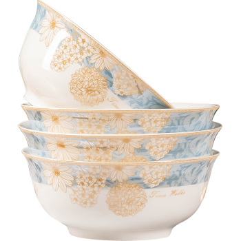 浩雅景德镇陶瓷米饭碗面碗大容量汤碗 时光漫步6英寸4只装
