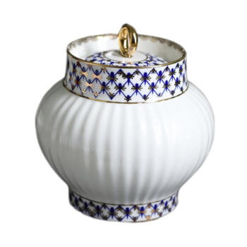 俄皇茶具瓷白钴蓝系列下午茶手绘陶瓷高颜值瓷器 糖罐