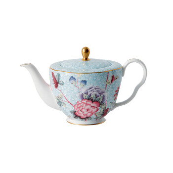 WEDGWOOD威基伍德 杜鹃大咖啡壶蓝色 1L骨瓷带盖茶壶欧式精致下午茶咖啡具