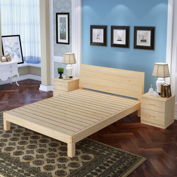实木床15加厚松木双人床主卧18单人床床现代简约床头成人床1500mm1900