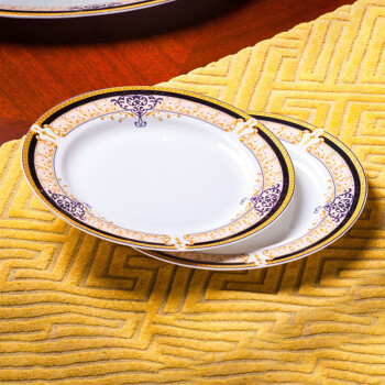 粤瓷匠 北欧轻奢祖母绿金边饭碗汤碗沙拉碗碟陶瓷餐具套装 4.5英寸