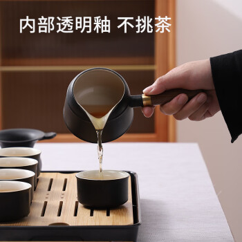 豪峰整套功夫黑陶茶具套装家用实木茶盘托盘茶台茶杯茶具配件