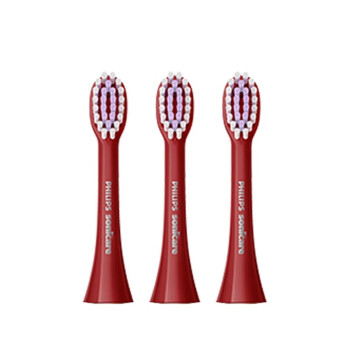 飞利浦（PHILIPS）电动牙刷头 全新柔韧小刷头 杜邦刷毛 3支装 红色 适配HX2491水疗刷系列