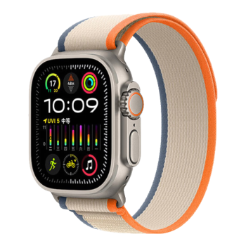 Apple/苹果 Watch Ultra2 智能手表GPS+蜂窝款49毫米钛金属表壳橙配米色野径回环式表带S/M MRFL3CH/A