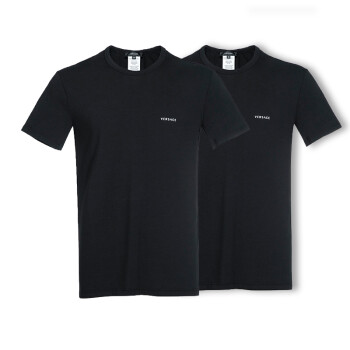 范思哲 VERSACE  男士黑色短袖T恤、两件套装 AU04023 AC00058 A1A8 5/L码