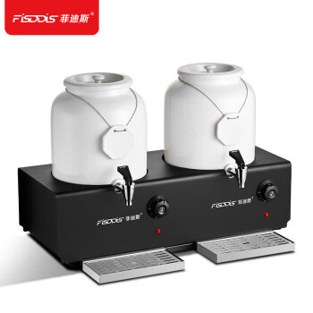 FISDDIS保温陶瓷牛奶豆浆咖啡鼎电加热桶商用4L白色双头自助果汁饮料机