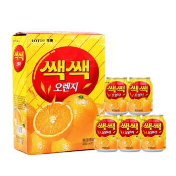 乐天粒粒橙饮料含果粒便携盒装韩国原装进口238ml*12罐1号会员店