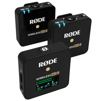 RODE罗德Wireless GO II无线领夹麦克风一拖二直播录音采访视频VLOG相机手机收音+苹果线+安卓线套装
