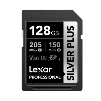 雷克沙（Lexar）128GB SD存储卡 U3 V30 读205MB/s 写150MB/s 畅快传输拍摄 非凡体验（SILVER PLUS）