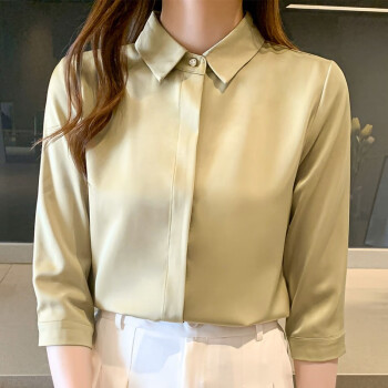 职业衬衫女士夏季2021新款抗皱缎面衬衣女高端时尚气质职场女装正装