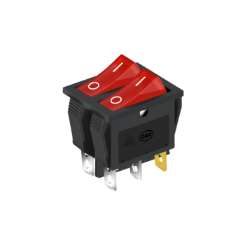 电暖器电饼铛开关双联船型开关kcd3带灯电源开关6脚2档红色4个装