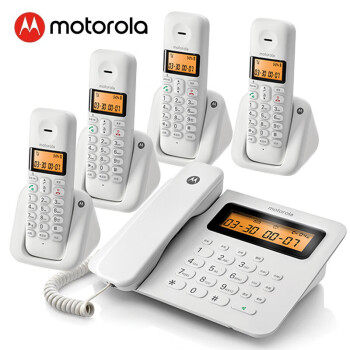 摩托罗拉（Motorola）数字无绳电话机 无线座机 子母机一拖四 办公 双免提号C2601(白色)
