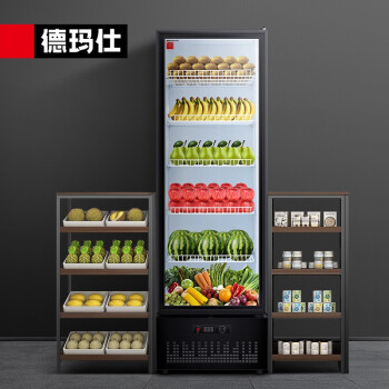 德玛仕（DEMASHI）展示柜商用立式冷藏柜 水果蔬菜饮料超市冰箱保鲜柜 五层直冷无灯箱（338L 工程款）
