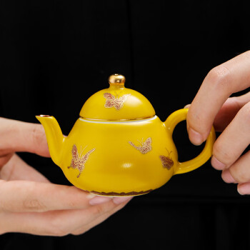 岱佳 珐琅彩茶壶陶瓷家用小容量过滤功夫冲茶器中式复古风仿古壶礼盒