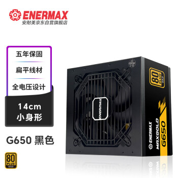 安耐美（Enermax）额定650W  G650 黑色金牌全模电源（14cm小身形/全电压设计/扁平线材/五年保固）YFS