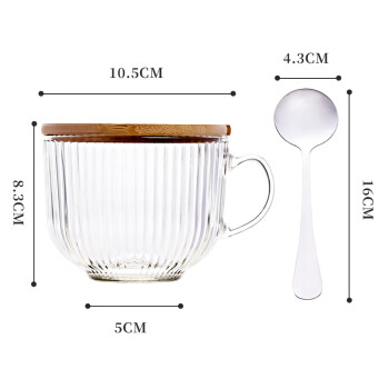 拜杰早餐杯水杯燕麦碗牛奶杯杯子马克杯咖啡杯酸奶杯带勺带盖玻璃杯