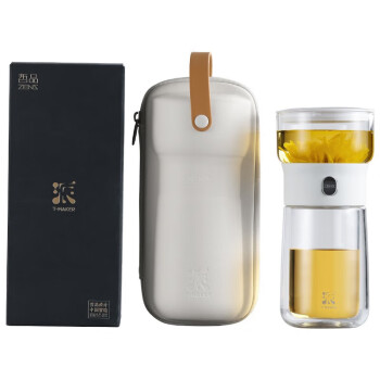 哲品 茶具套装户外露营旅游随身泡茶壶茶杯 派T-MAKER玻璃版-白色