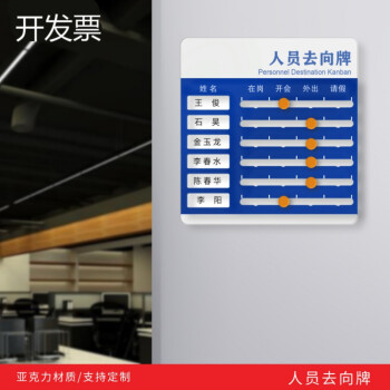 亚克力工作人员去向牌定制员工岗位牌公司科室部门公告栏贴纸办公室