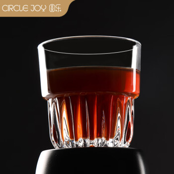 圆乐（circle joy）玻璃咖啡复古竖纹冰美式冰咖啡壶拿铁杯意式浓缩杯 2只装