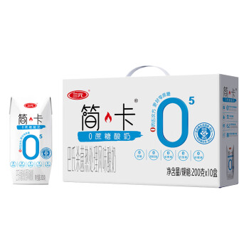 三元（SAN YUAN）简卡巴氏杀菌酸牛奶200g*10盒