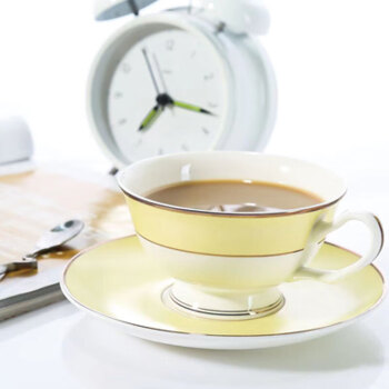 朵彩（DOCARE）骨质瓷咖啡杯 咖啡杯咖啡碟搅拌勺 黄色花粉DC-301K
