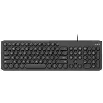 飞利浦（PHILIPS） SPK6334B 键盘 有线键盘 电脑办公电竞游戏有线网吧笔记本圆形键帽USB接口 黑色